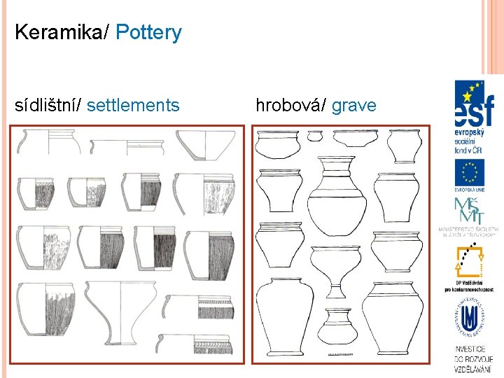 Keramika/ Pottery sídlištní/ settlements hrobová/ grave 