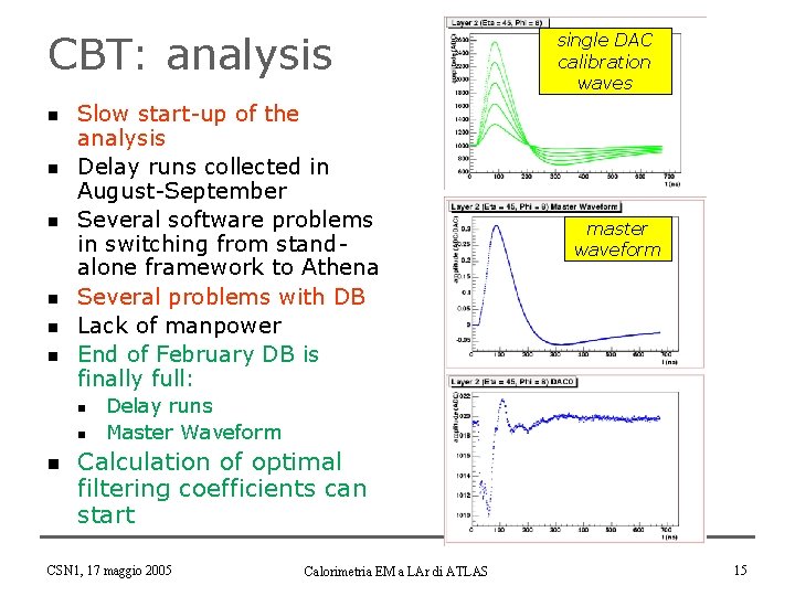 CBT: analysis n n n Slow start-up of the analysis Delay runs collected in