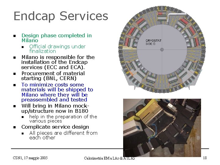 Endcap Services n Design phase completed in Milano n n n Milano is responsible