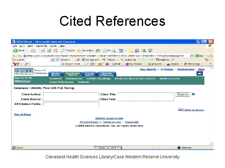 Cited References Cleveland Health Sciences Library/Case Western Reserve University 