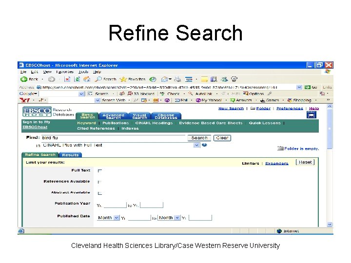 Refine Search Cleveland Health Sciences Library/Case Western Reserve University 