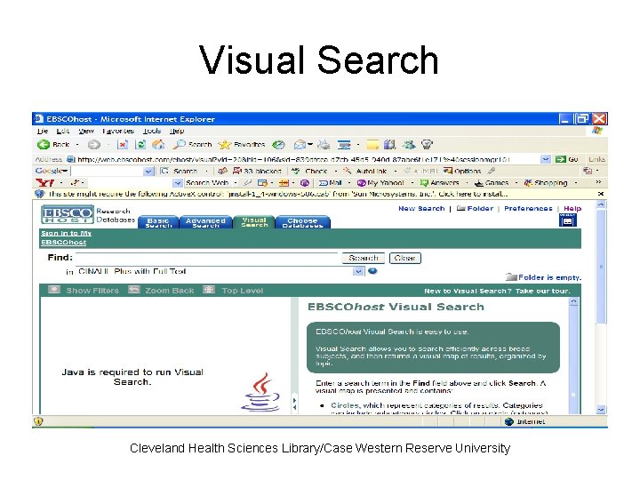 Visual Search Cleveland Health Sciences Library/Case Western Reserve University 