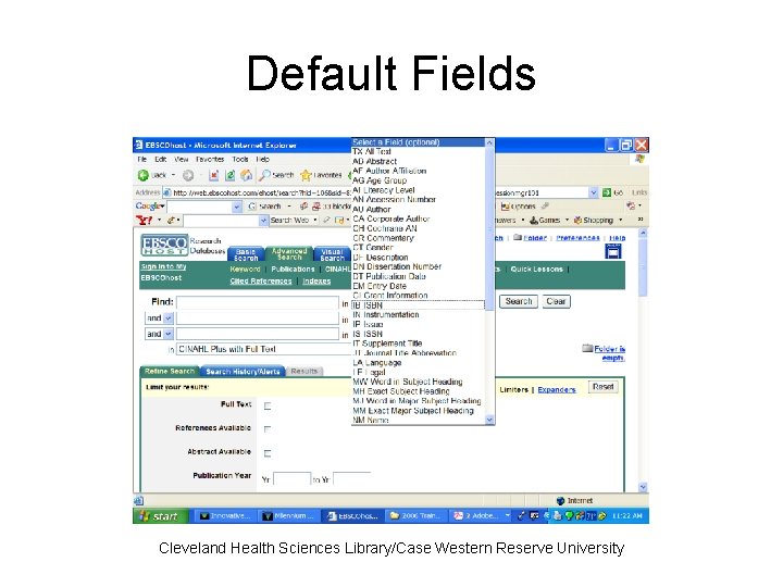 Default Fields Cleveland Health Sciences Library/Case Western Reserve University 