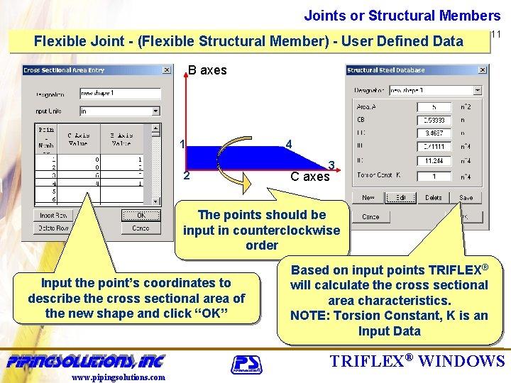 Joints or Structural Members Flexible Joint - (Flexible Structural Member) - User Defined Data