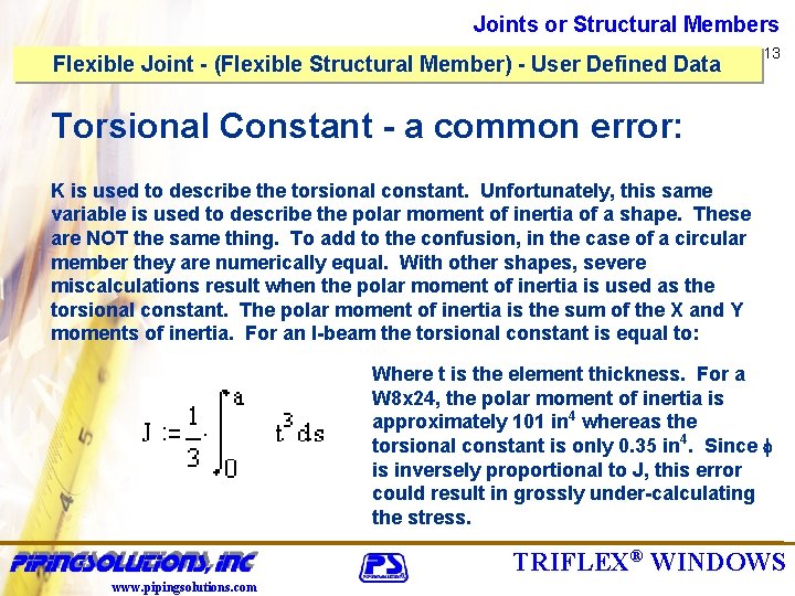 Joints or Structural Members Flexible Joint - (Flexible Structural Member) - User Defined Data