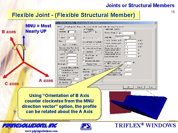 Joints or Structural Members Flexible Joint - (Flexible Structural Member) B axes C axes