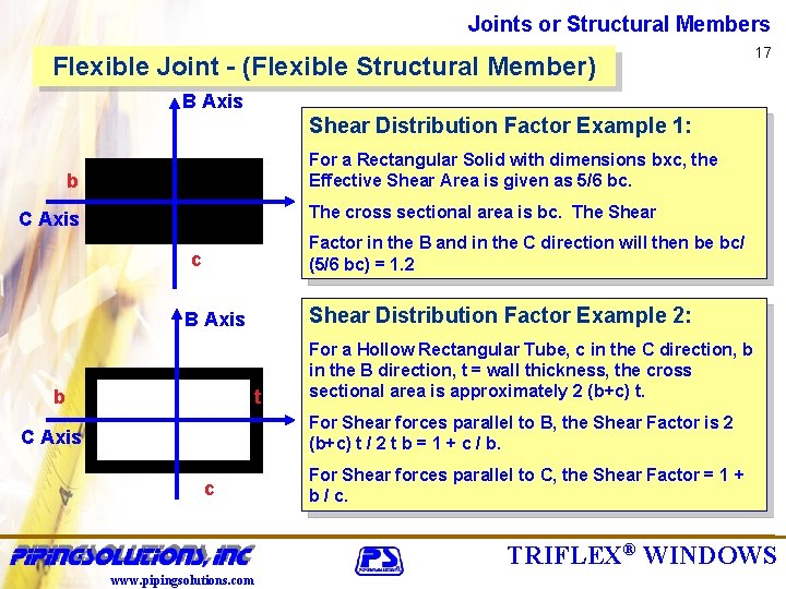 Joints or Structural Members Flexible Joint - (Flexible Structural Member) 17 B Axis Shear