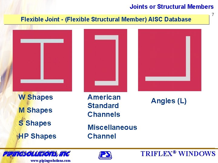 Joints or Structural Members in TRIFLEX WINDOWS Joints