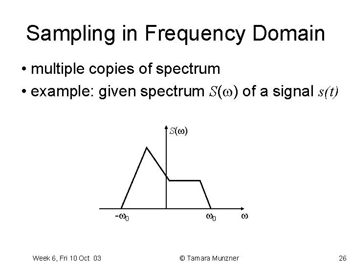Sampling in Frequency Domain • multiple copies of spectrum • example: given spectrum S( Sampling in Frequency Domain • multiple copies of spectrum • example: given spectrum S(