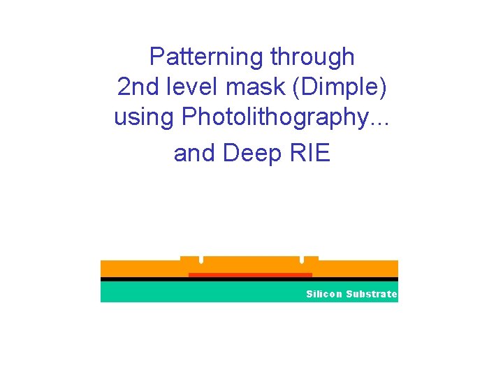 Patterning through 2 nd level mask (Dimple) using Photolithography. . . and Deep RIE
