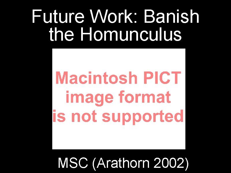 Future Work: Banish the Homunculus MSC (Arathorn 2002) 