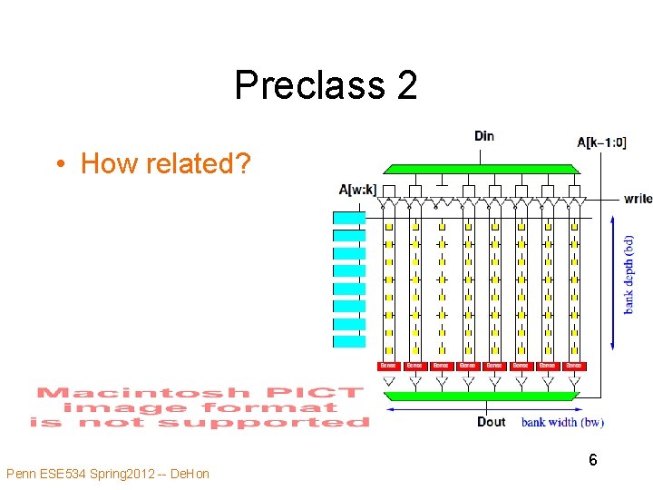 Preclass 2 • How related? Penn ESE 534 Spring 2012 -- De. Hon 6
