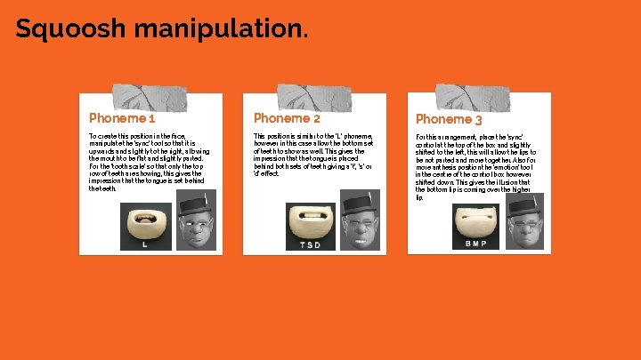 Squoosh manipulation. Phoneme 1 Phoneme 2 Phoneme 3 To create this position in the