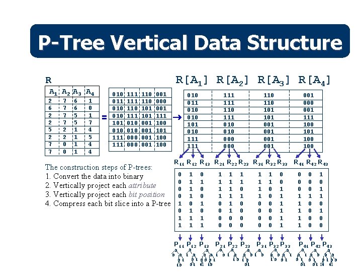 P-Tree Vertical Data Structure R[A 1] R[A 2] R[A 3] R[A 4] R A