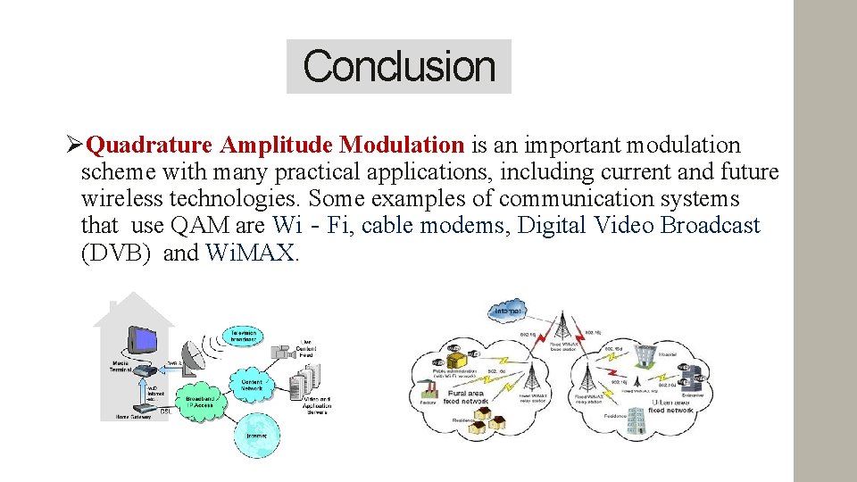 Conclusion Quadrature Amplitude Modulation is an important modulation scheme with many practical applications, including