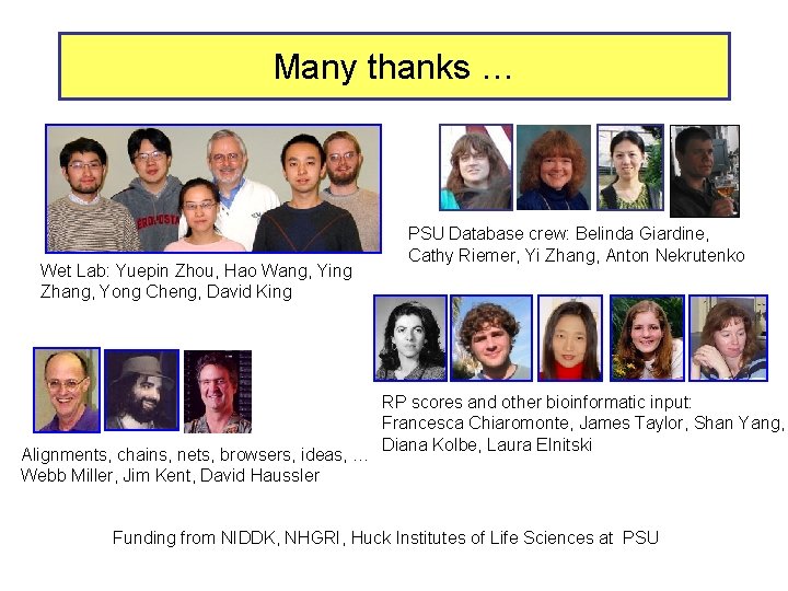 Many thanks … Wet Lab: Yuepin Zhou, Hao Wang, Ying Zhang, Yong Cheng, David