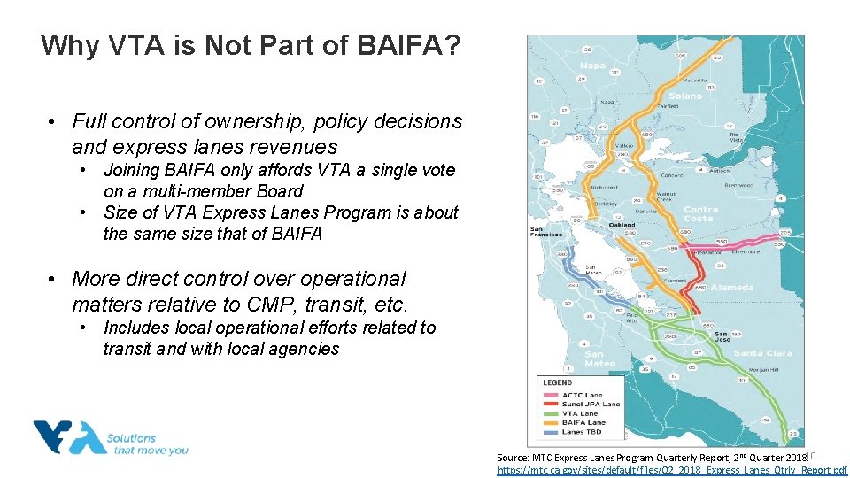 Why VTA is Not Part of BAIFA? • Full control of ownership, policy decisions