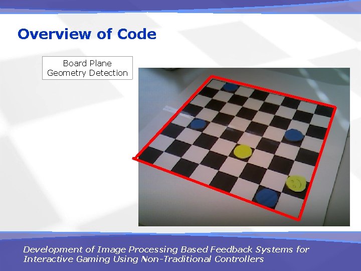 Overview of Code Board Plane Geometry Detection Development of Image Processing Based Feedback Systems