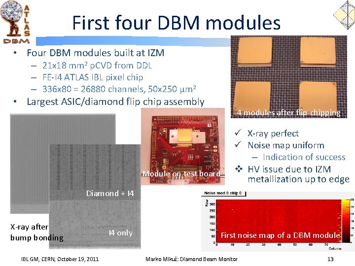 First four DBM modules • Four DBM modules built at IZM – 21 x
