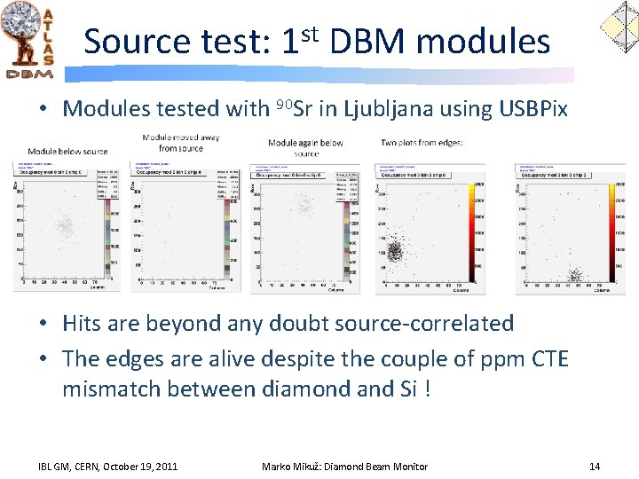 Source test: 1 st DBM modules • Modules tested with 90 Sr in Ljubljana