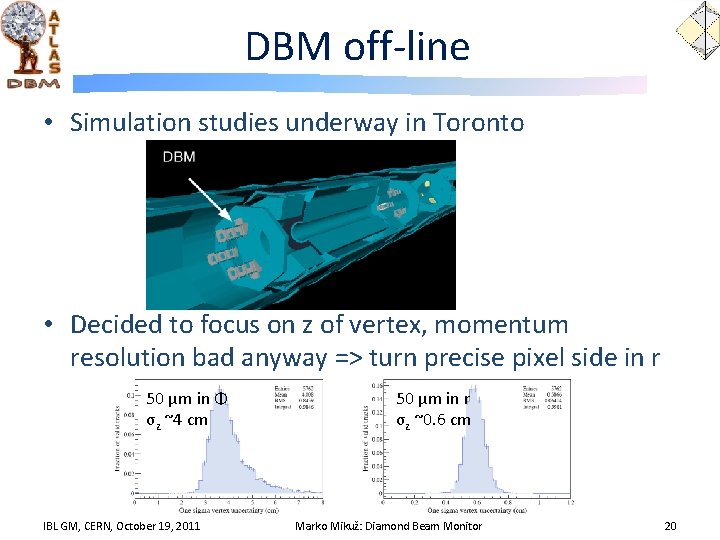 DBM off-line • Simulation studies underway in Toronto • Decided to focus on z
