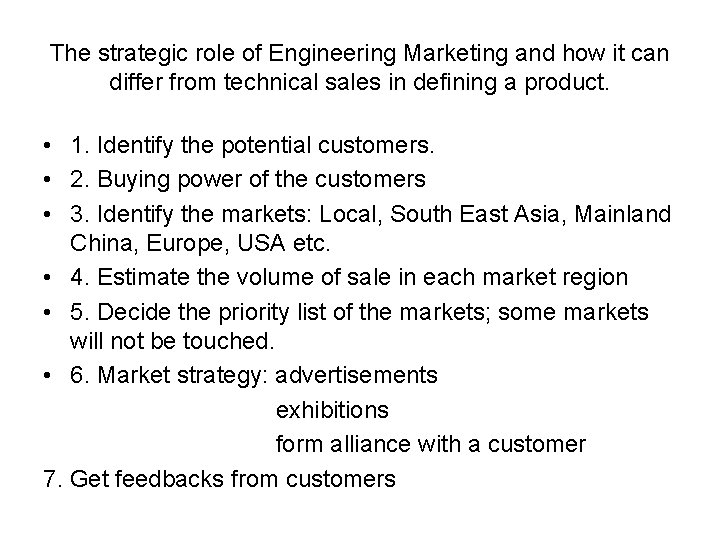 The strategic role of Engineering Marketing and how it can differ from technical sales