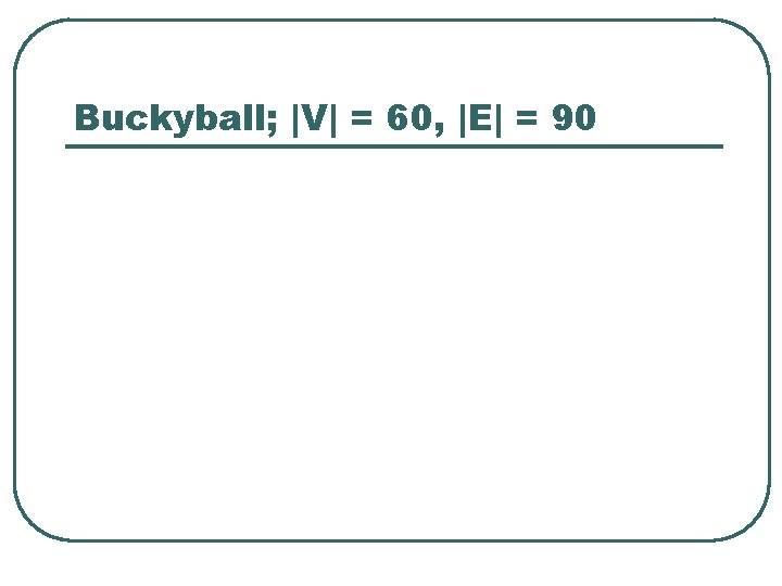 Buckyball; |V| = 60, |E| = 90 