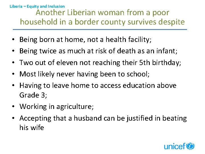 Liberia – Equity and Inclusion Another Liberian woman from a poor household in a