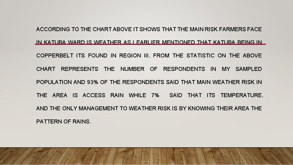 ACCORDING TO THE CHART ABOVE IT SHOWS THAT THE MAIN RISK FARMERS FACE IN