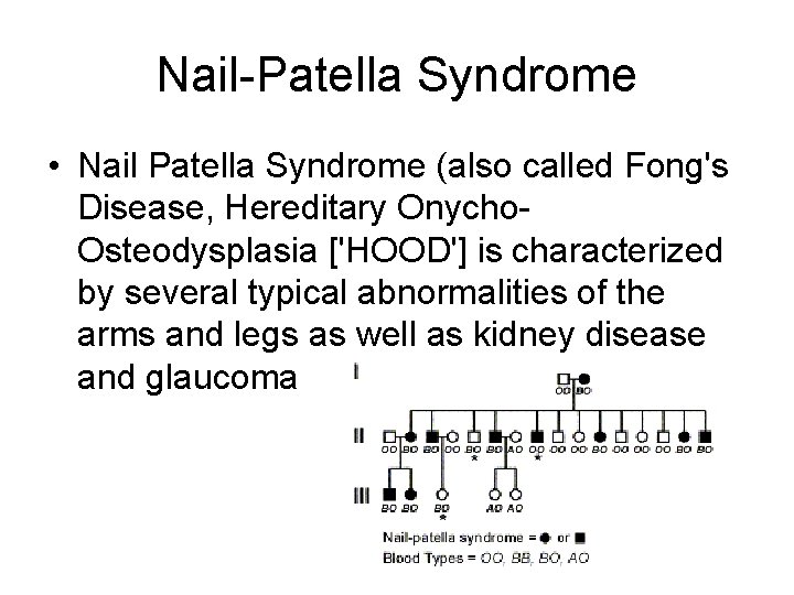 Nail-Patella Syndrome • Nail Patella Syndrome (also called Fong's Disease, Hereditary Onycho. Osteodysplasia ['HOOD']