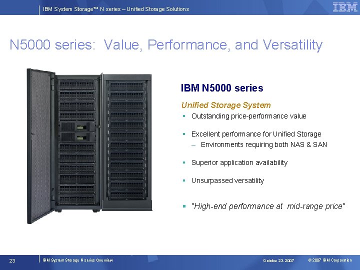 IBM System Storage™ N series – Unified Storage Solutions N 5000 series: Value, Performance,