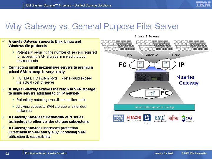 IBM System Storage™ N series – Unified Storage Solutions Why Gateway vs. General Purpose