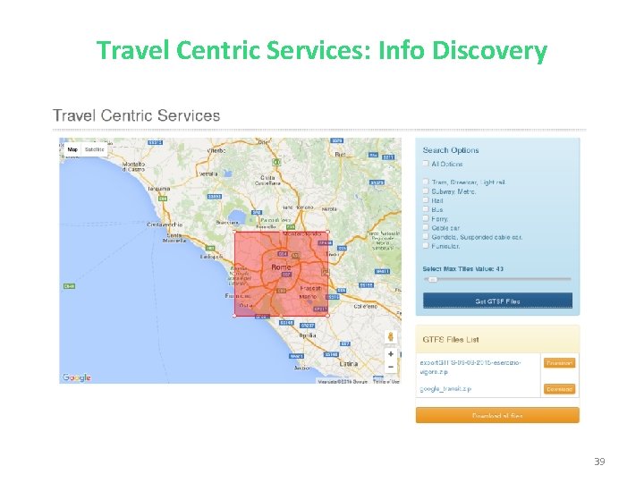 Travel Centric Services: Info Discovery 39 