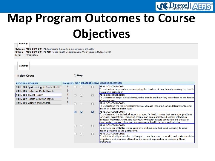 Map Program Outcomes to Course Objectives 