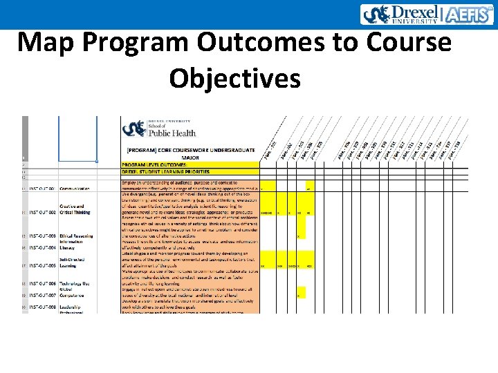Map Program Outcomes to Course Objectives 