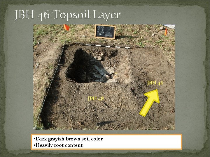 JBH 46 Topsoil Layer JBH 46 JBH 48 • Dark grayish brown soil color