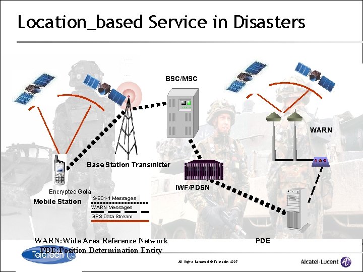 Location_based Service in Disasters BSC/MSC WARN Base Station Transmitter IWF/PDSN Encrypted Gota Mobile Station