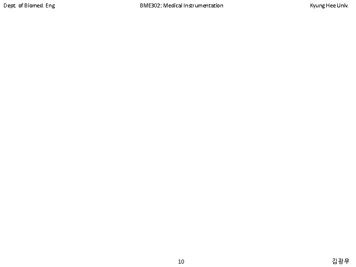 Dept. of Biomed. Eng. BME 302: Medical Instrumentation 10 Kyung Hee Univ. 김광우 