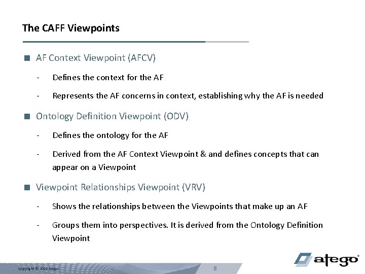 The CAFF Viewpoints < AF Context Viewpoint (AFCV) - Defines the context for the