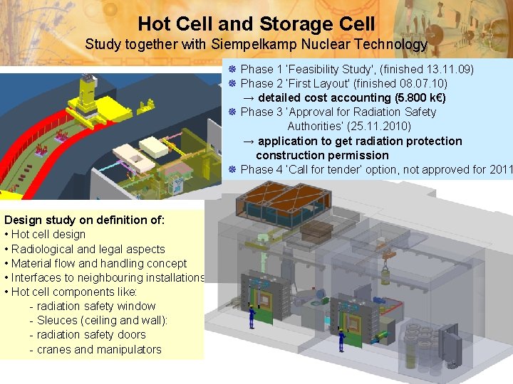 Hot Cell and Storage Cell Study together with Siempelkamp Nuclear Technology ¯ Phase 1