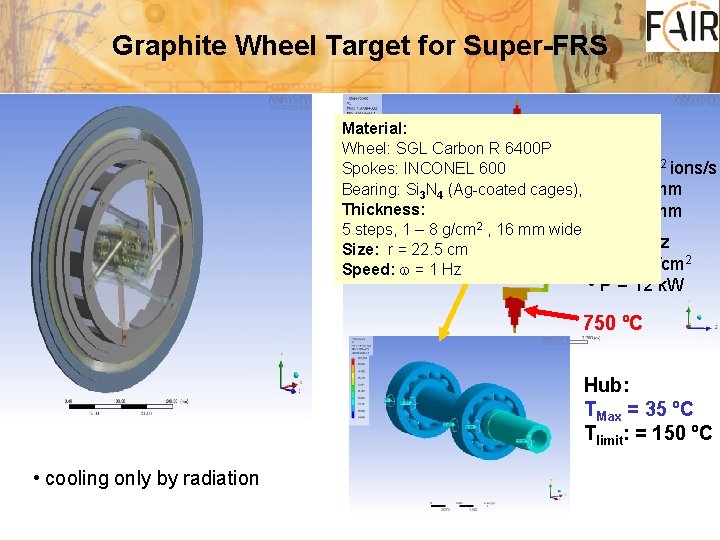 Graphite Wheel Target for Super-FRS Material: Temperature • 238 U Wheel: SGL Carbon R