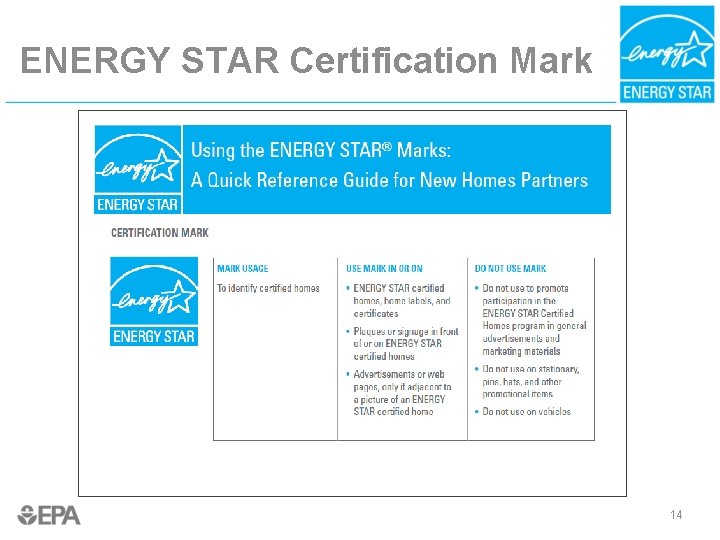 ENERGY STAR Certification Mark 14 