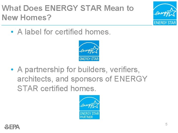 What Does ENERGY STAR Mean to New Homes? • A label for certified homes.