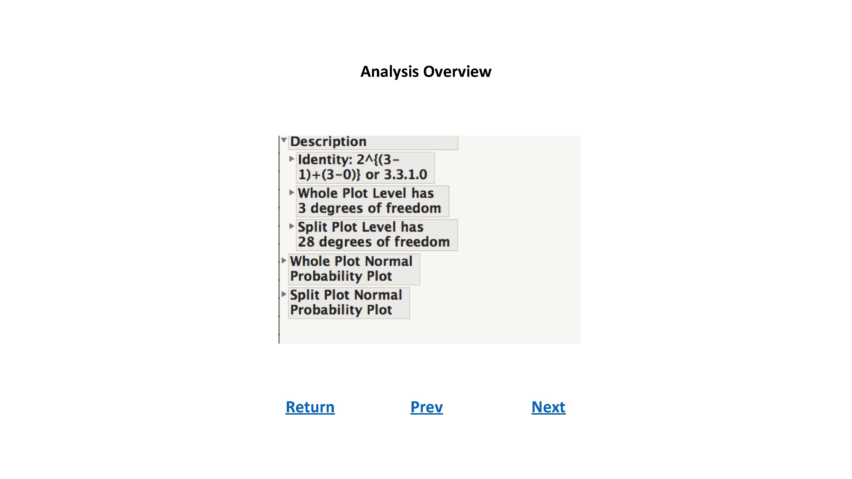 Analysis Overview Return Prev Next 