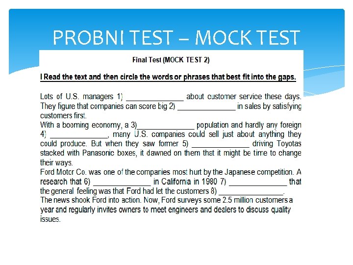 PROBNI TEST – MOCK TEST 