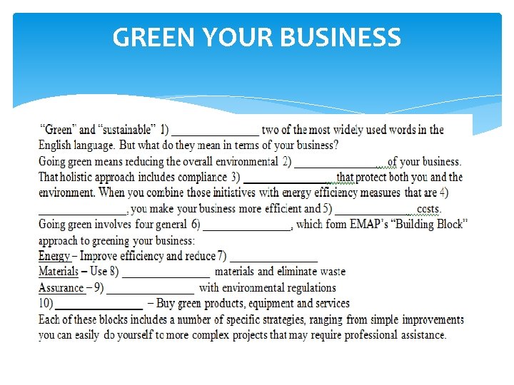 GREEN YOUR BUSINESS 