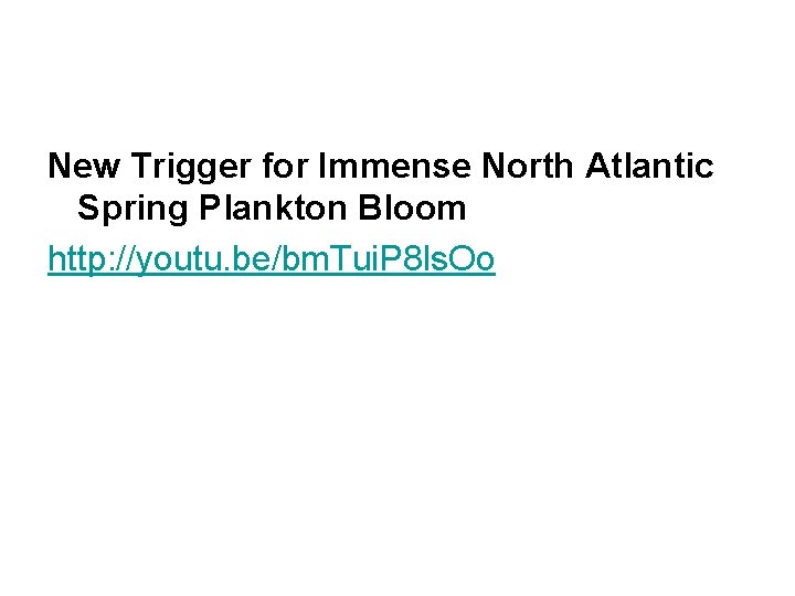 New Trigger for Immense North Atlantic Spring Plankton Bloom http: //youtu. be/bm. Tui. P