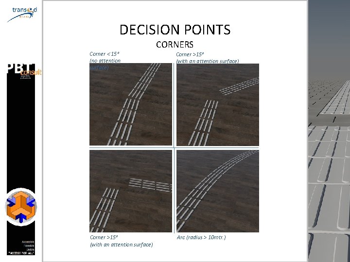 DECISION POINTS Corner < 15° (no attention surface) Corner >15° (with an attention surface)