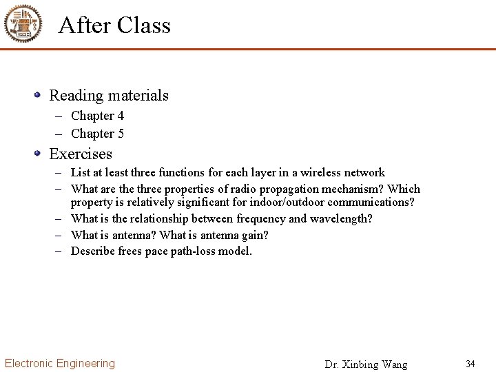 After Class Reading materials – Chapter 4 – Chapter 5 Exercises – List at