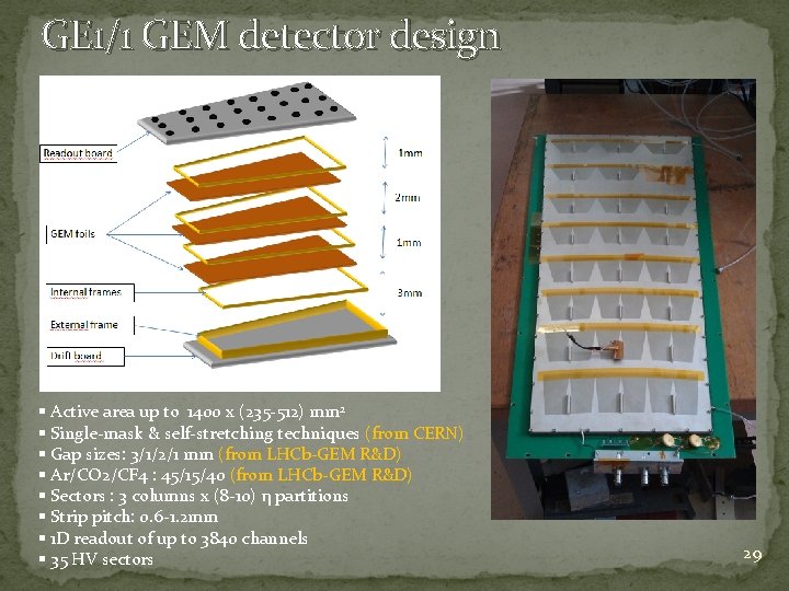 GE 1/1 GEM detector design § Active area up to 1400 x (235 -512)